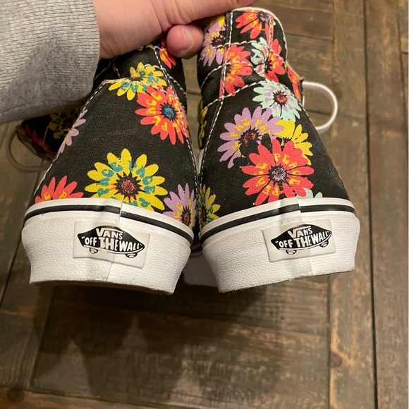 EUC VANS SK-8 hi peace floral men’s 10 black colorful like new condition - Picture 5 of 7